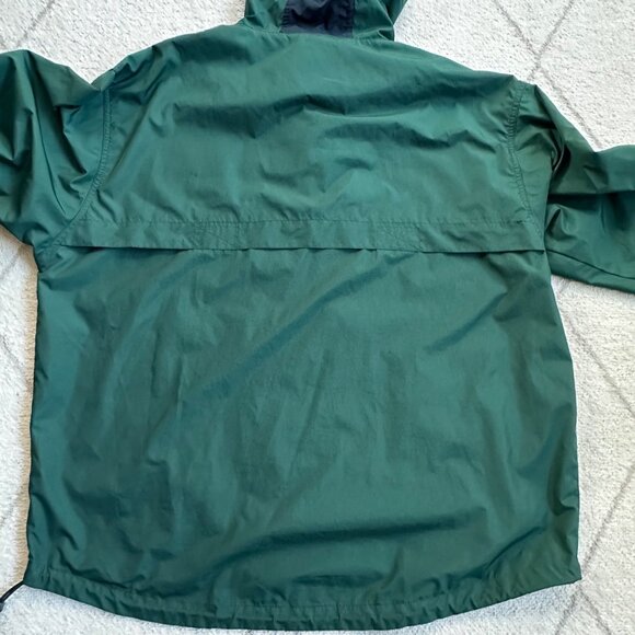 Chaps Ralph Lauren Vintage 90s Hunter Green Hooded Windbreaker Rain Anorak Sz LG - Picture 7 of 9